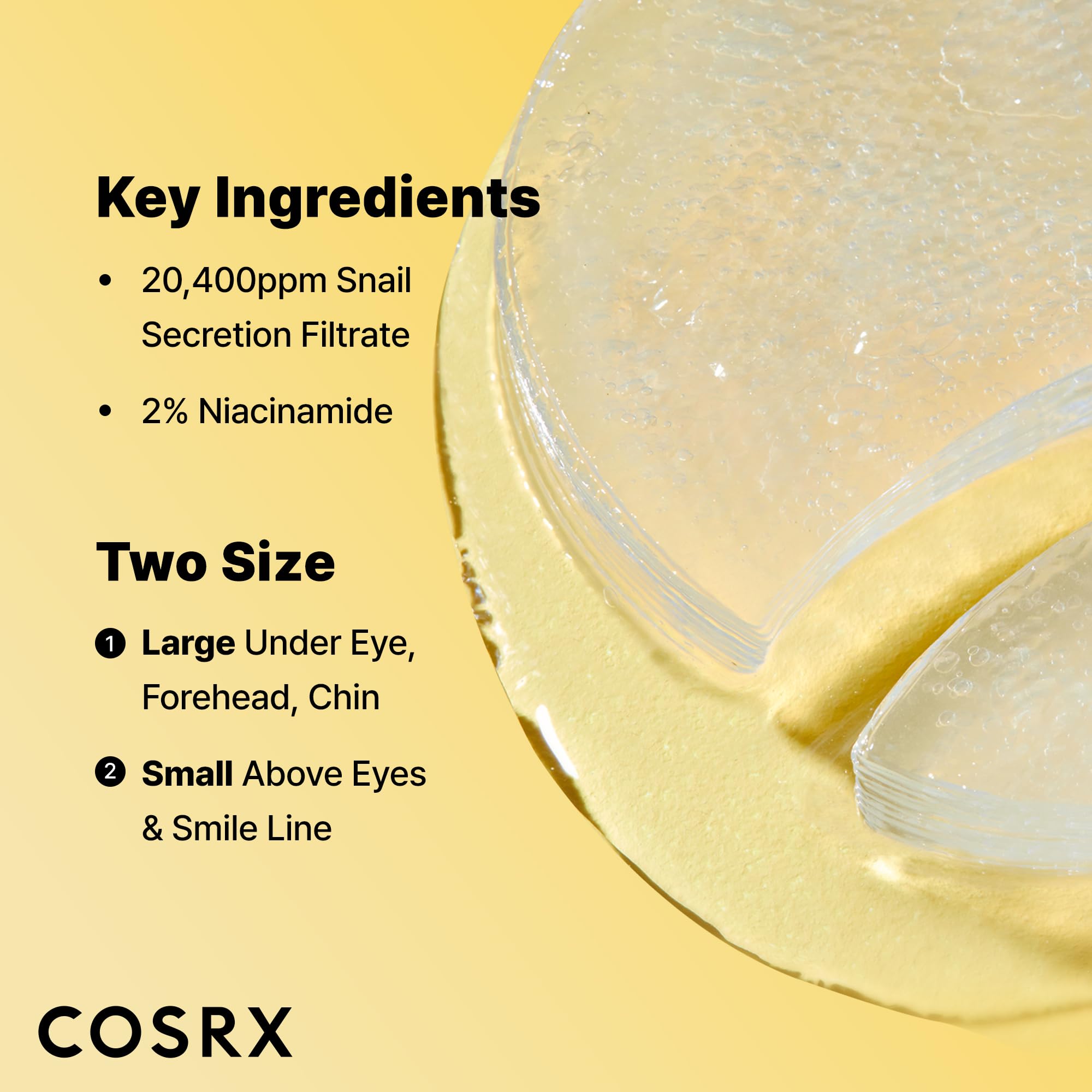 COSRX close-up of a single hydrogel patch showing smooth texture and adhesion