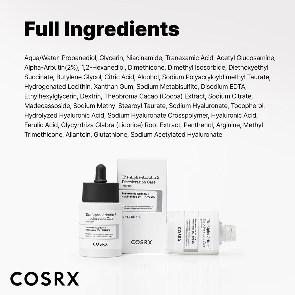 COSRX packaging abierto con etiqueta legible y beneficios para manchas