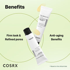 COSRX detalle de la etiqueta que muestra retinol 0.1% y beneficios