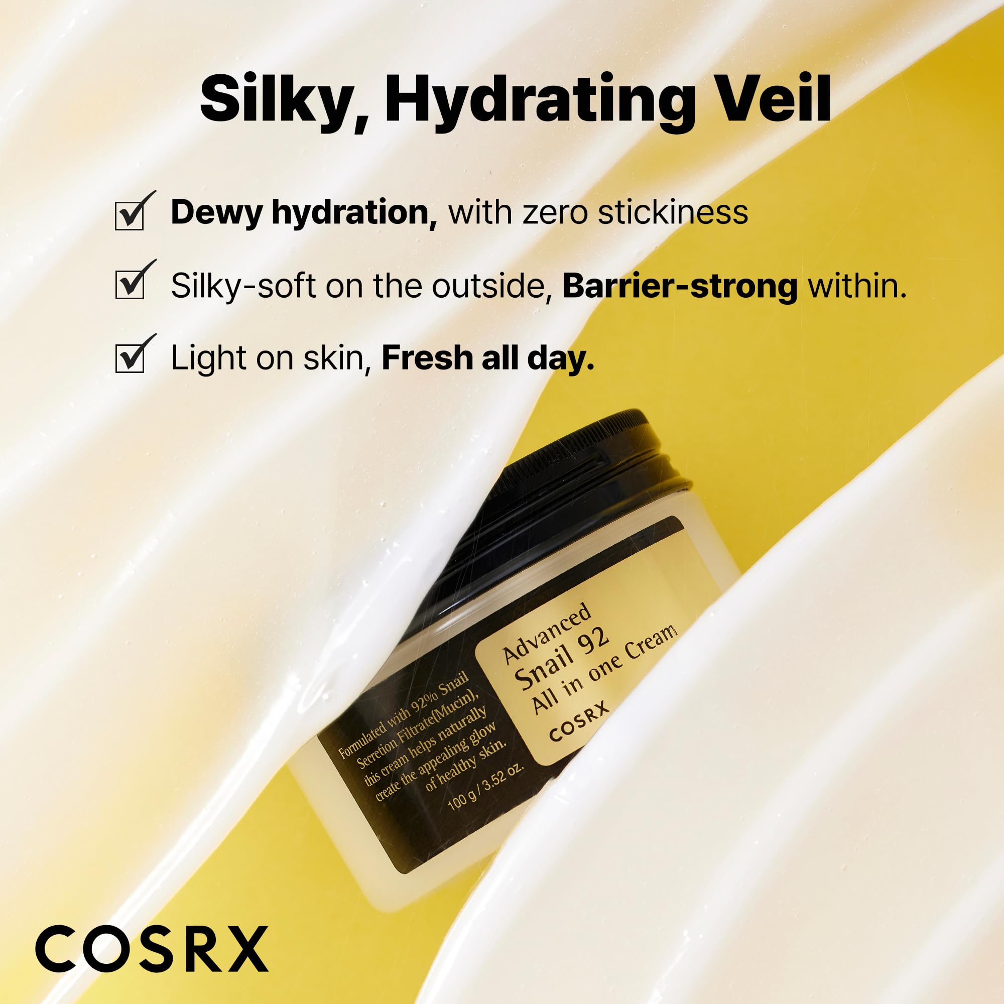 COSRX envase junto a una mano para comparar tamaño y porción práctica
