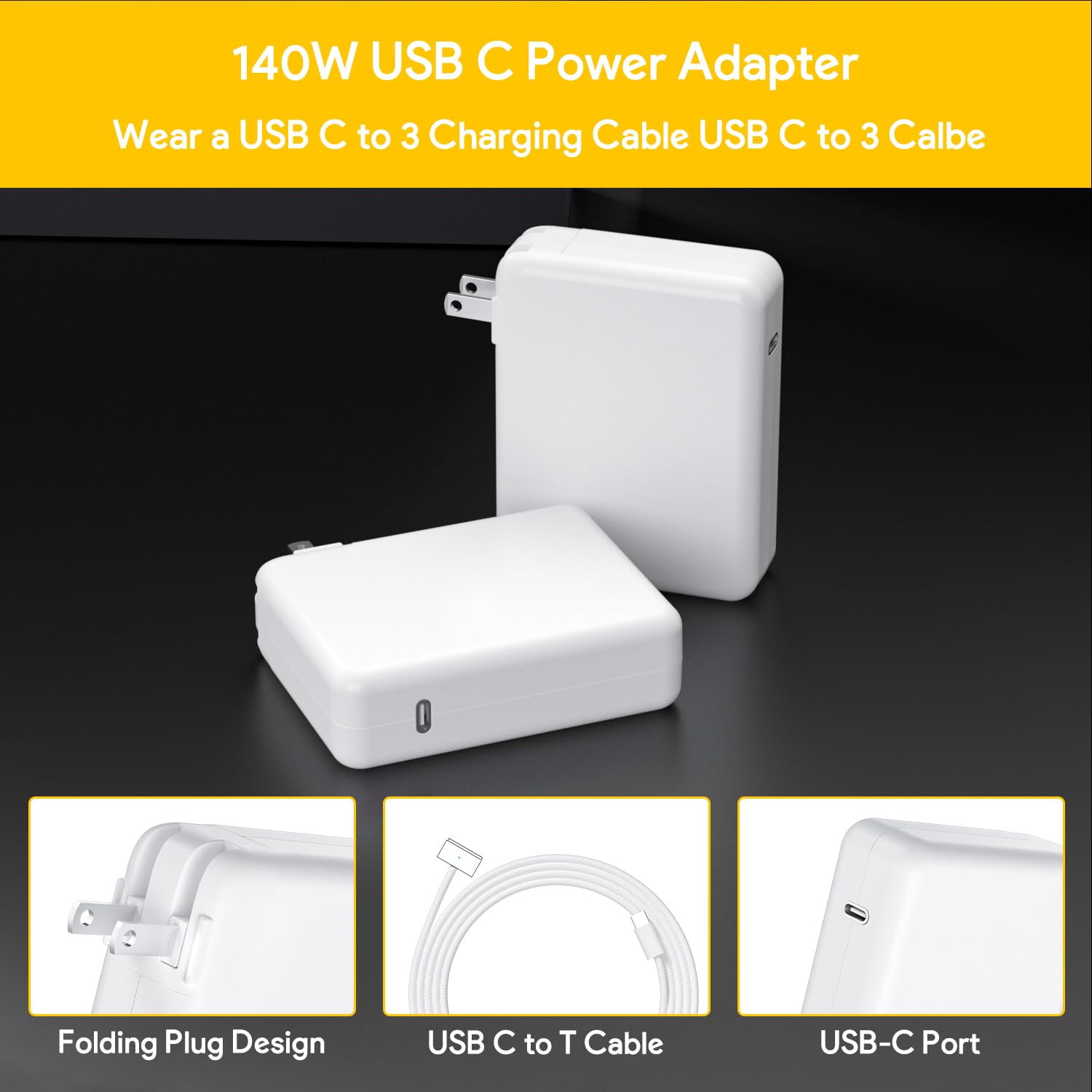 Costumebase cargador conectado a MacBook en mesa, carga rápida fiable