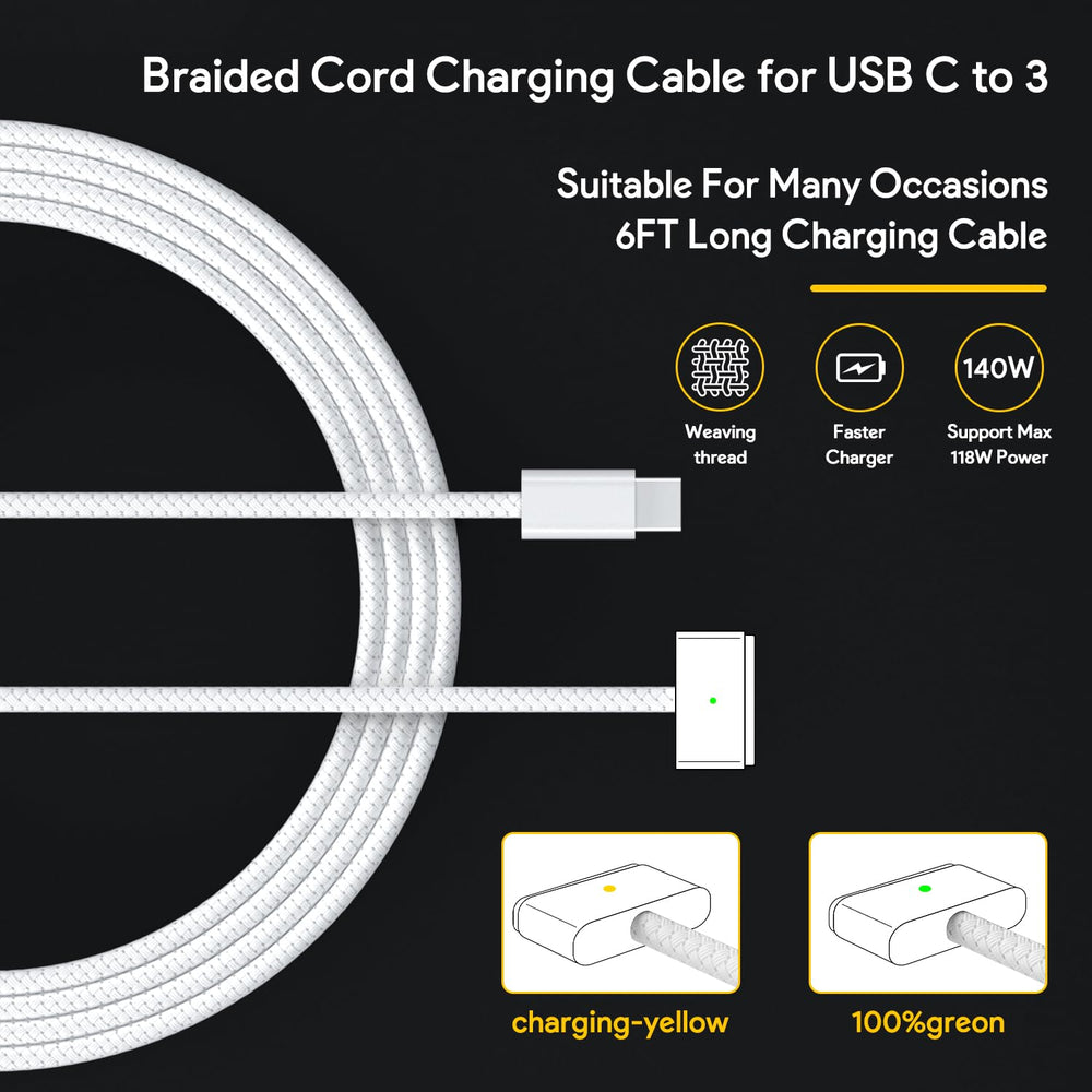 Costumebase conector MagSafe 3 enfocado con acoplamiento magnético seguro