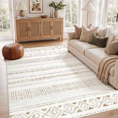 cotiled vista frontal de la alfombra 5x7 mostrando patrón boho y acogida