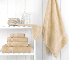 Cotton Paradise primer plano de la textura ringspun, tacto suave y absorbente