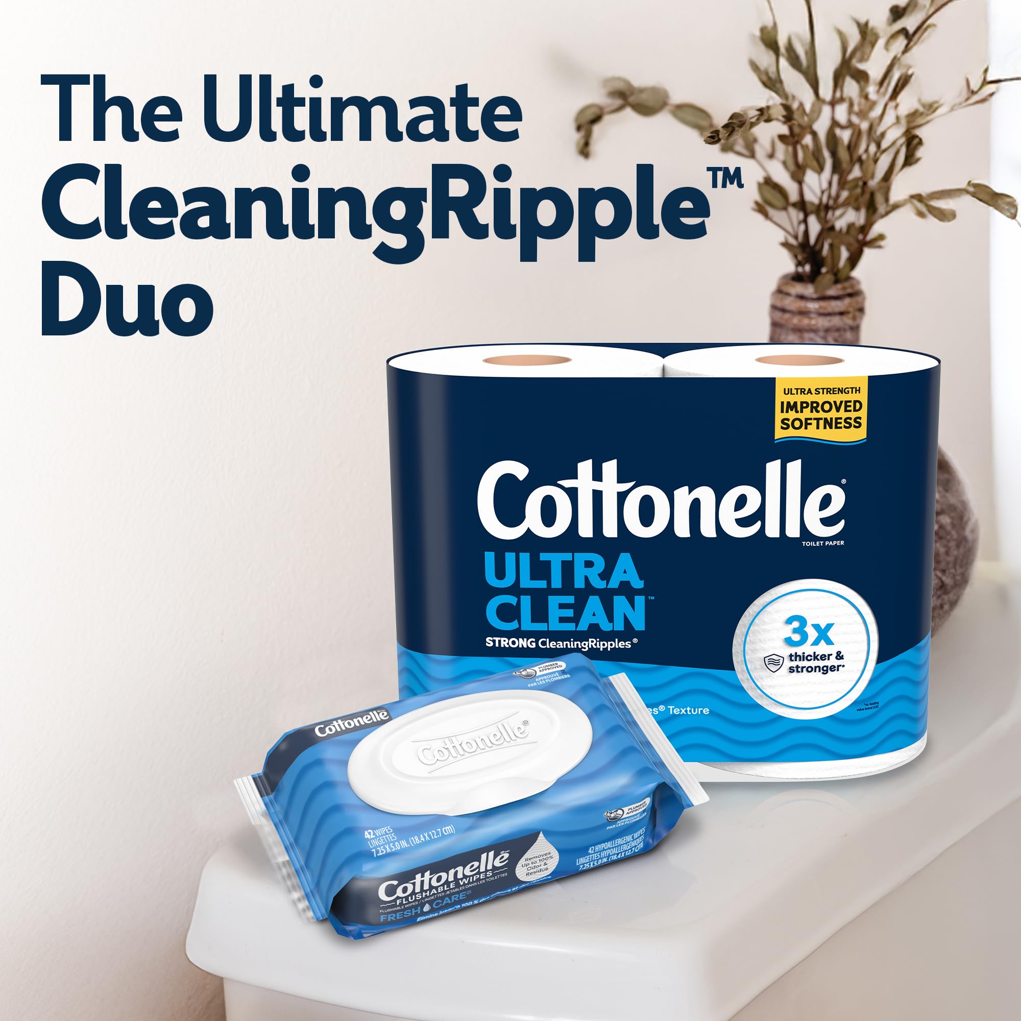 Cottonelle paquete apilado para almacenamiento y reposición prolongada