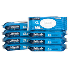 Cottonelle paquete frontal XL mostrando 45 toallitas y tapa práctica