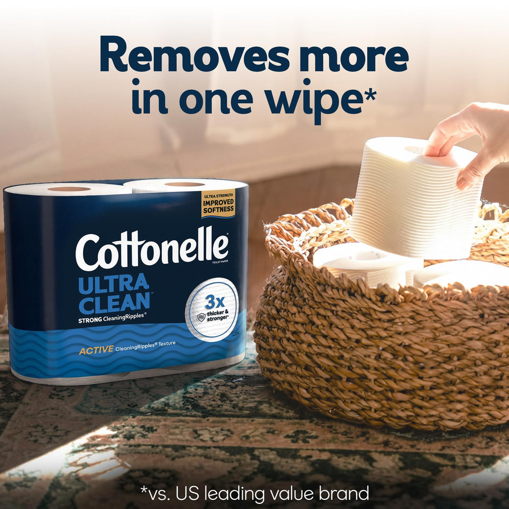Cottonelle rollo abierto con hojas visibles facilitando uso duradero