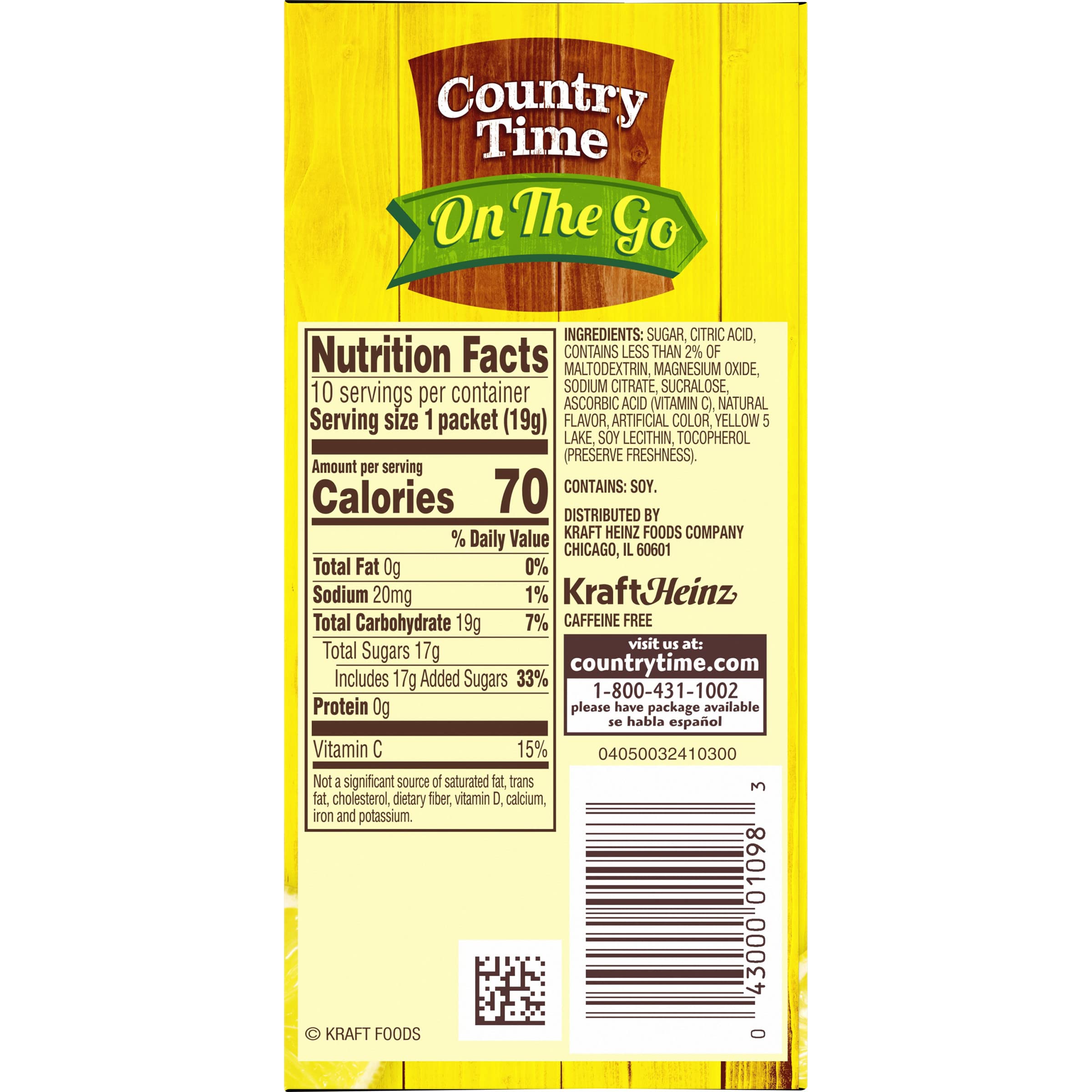 Country Time etiqueta kosher e información nutricional visible