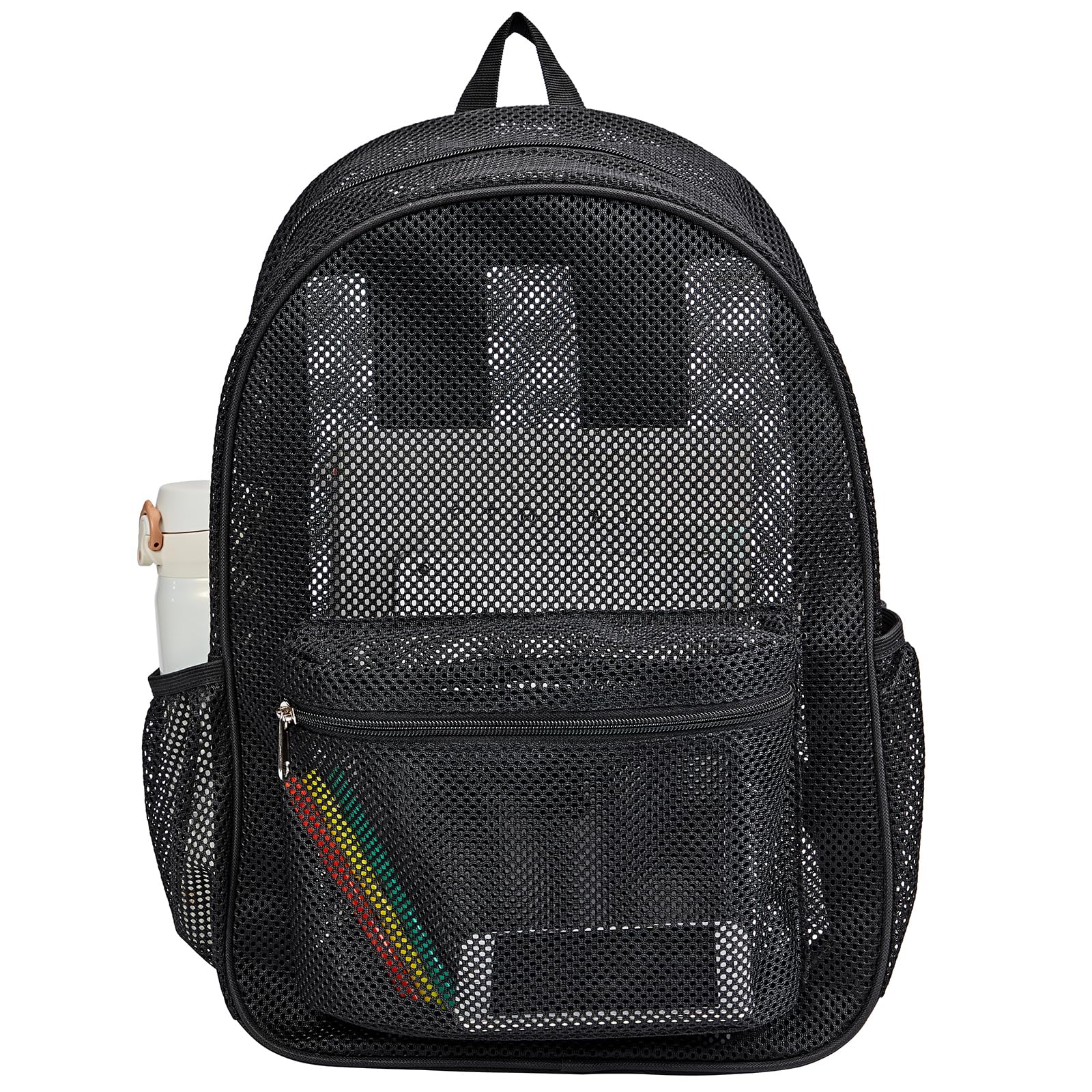 COVAX mochila frontal negra mostrando diseño y capacidad