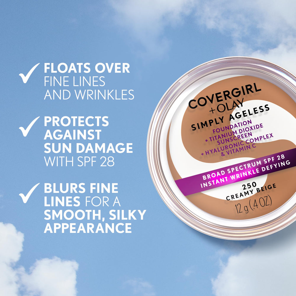 COVERGIRL+OLAY demostración de cobertura antes y después con resultado suave