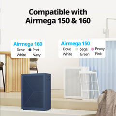 Coway Airmega 150 primer plano del filtro HEPA capturando partículas