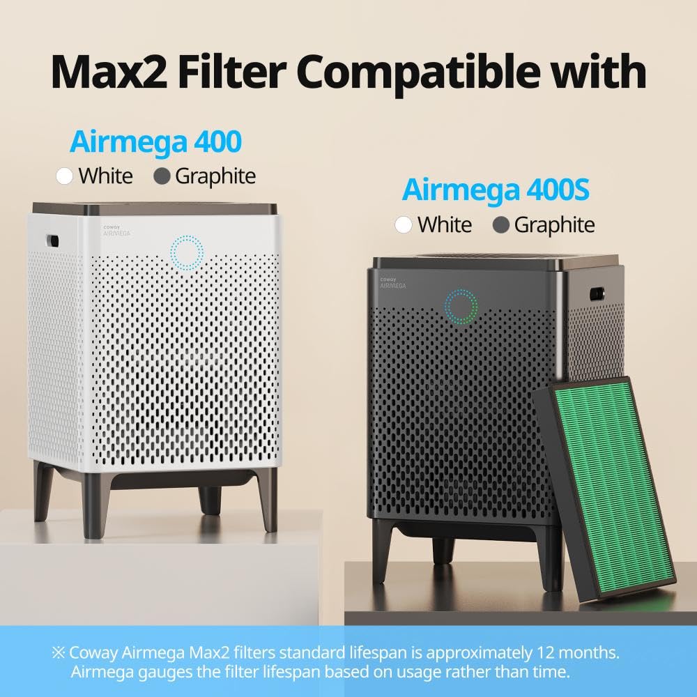 Coway filtro instalado en Airmega 400 demostrando ajuste sencillo y rendimiento