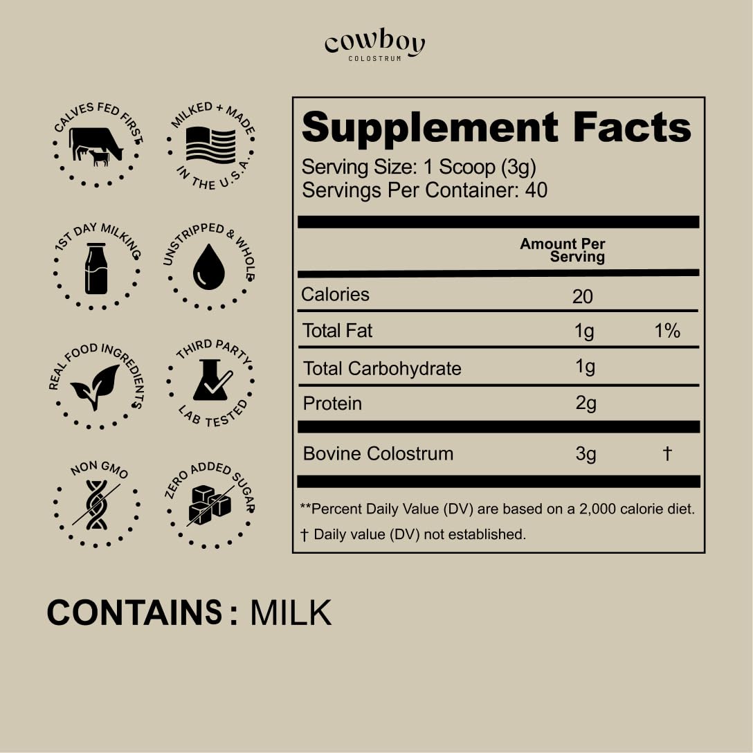 COWBOY COLOSTRUM textura en polvo cercana que resalta su cremosidad natural