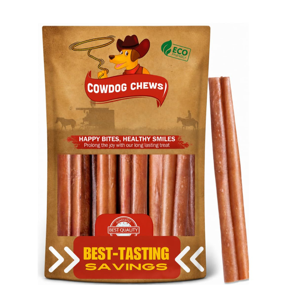 Cowdog Chews vista frontal del empaque, presentación atractiva y natural