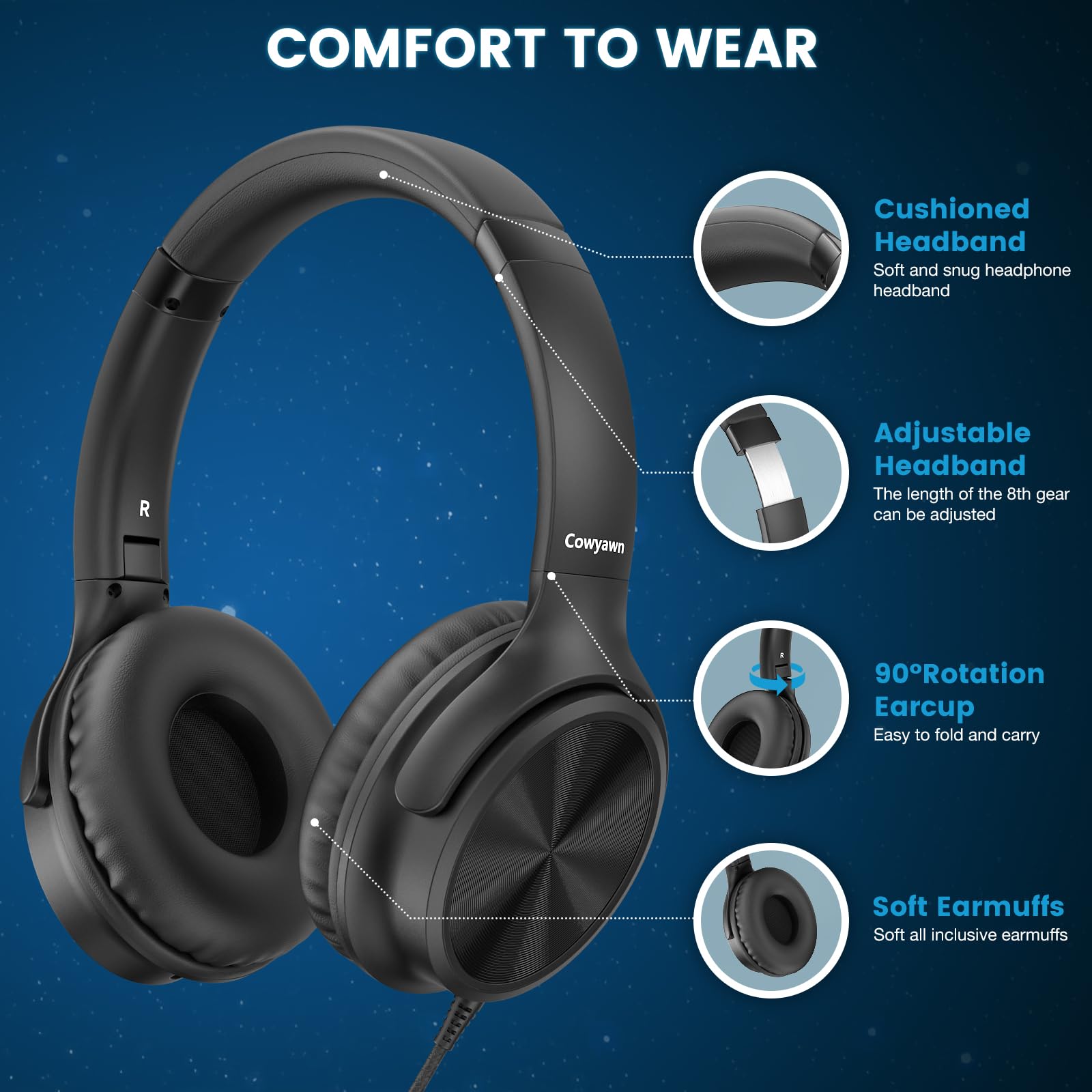 Cowyawn controles en línea con botones multifunción y volumen para manejar llamadas y música