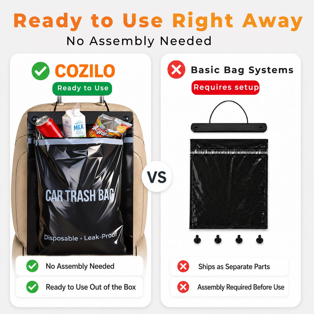 COZILO bolsa llena dentro del coche conteniendo residuos y líquidos