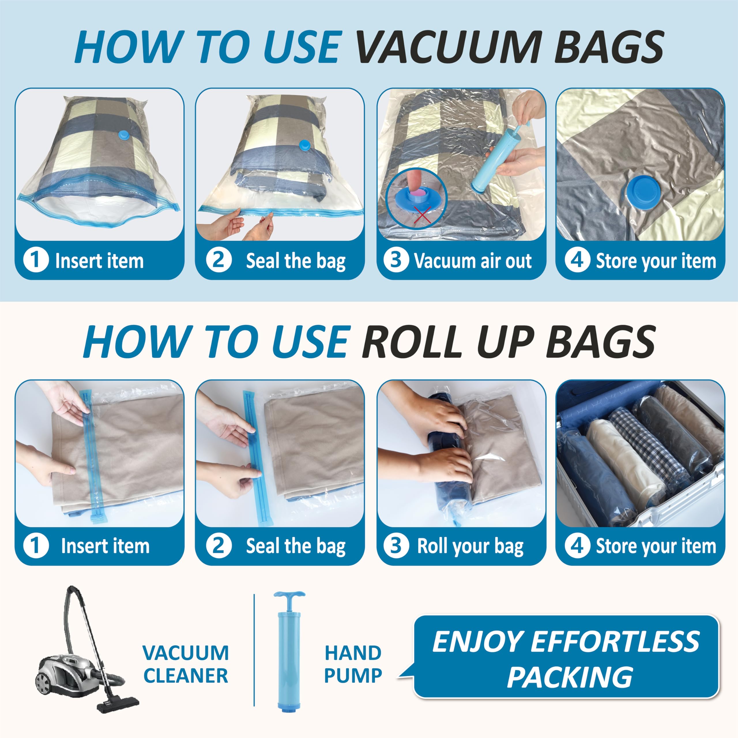 Cozy Essential comparación de tamaños con ropa para elegir la bolsa adecuada