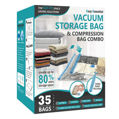 Cozy Essential frontal del paquete mostrando las 35 piezas y ahorro de espacio