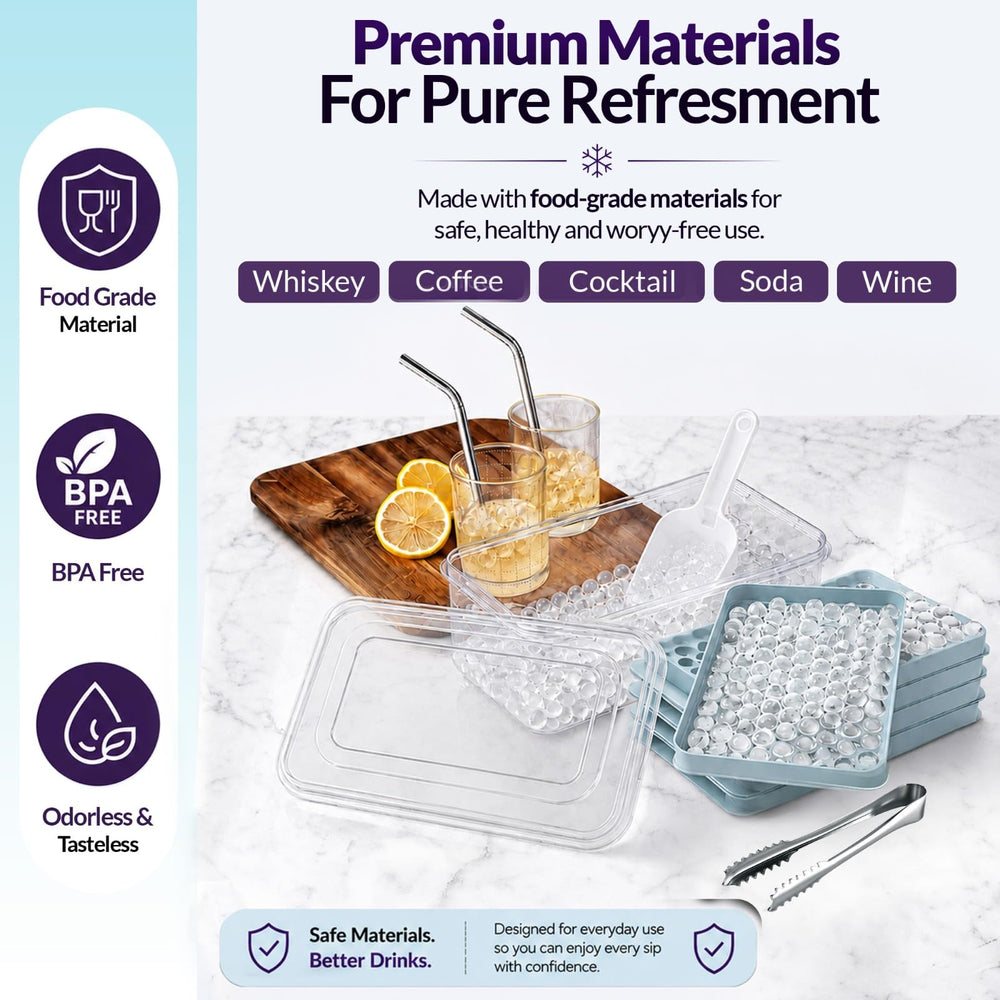 Cozy Kitchen Essentials cubeta con tapa llena de cubitos, almacenamiento higiénico