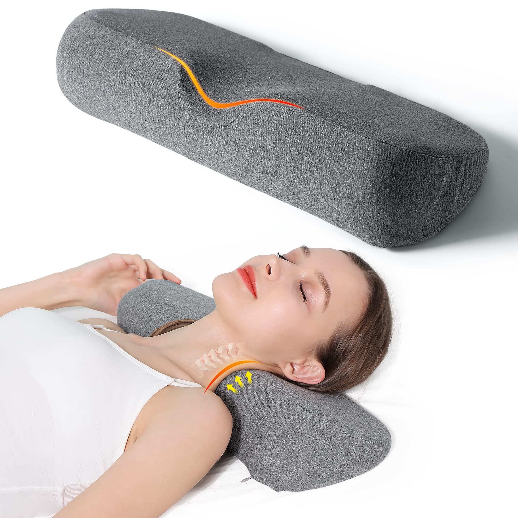Cozyhealth frontal del embalaje mostrando almohada cervical con beneficios de soporte