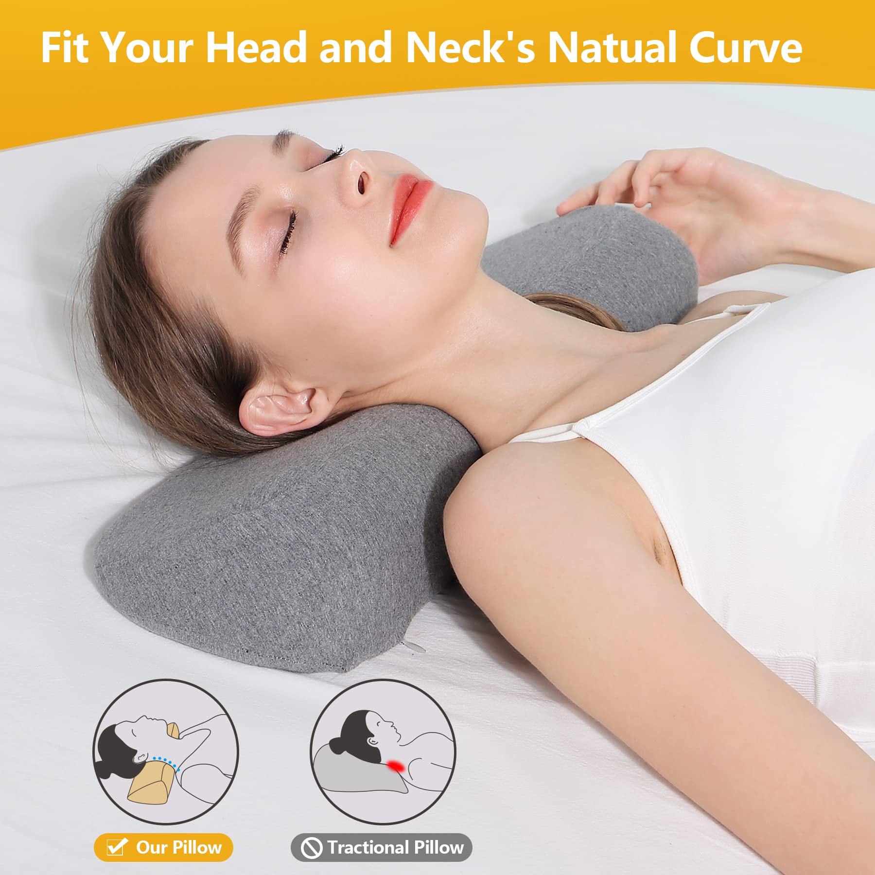 Cozyhealth almohada en uso durmiendo de lado con alineación mejorada del cuello