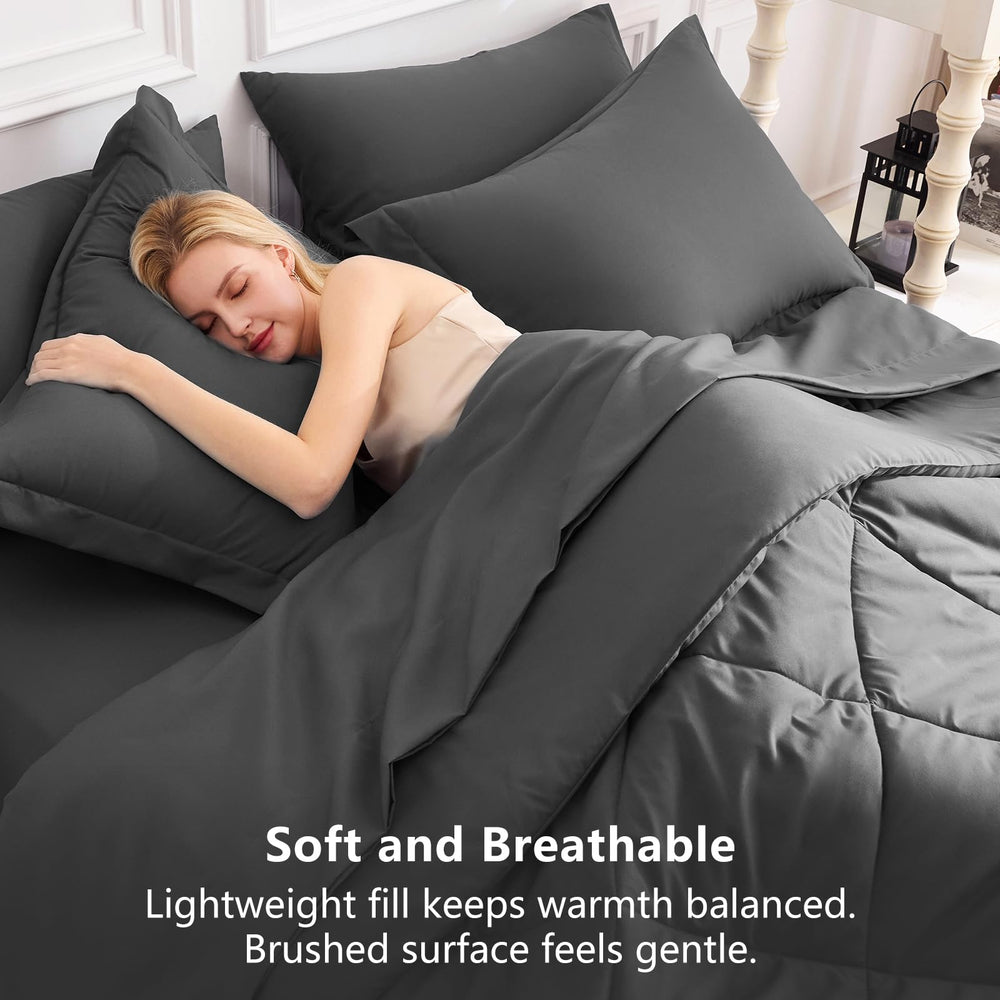 CozyLux juego completo de 5 piezas mostrando edredón y sábanas coordinadas