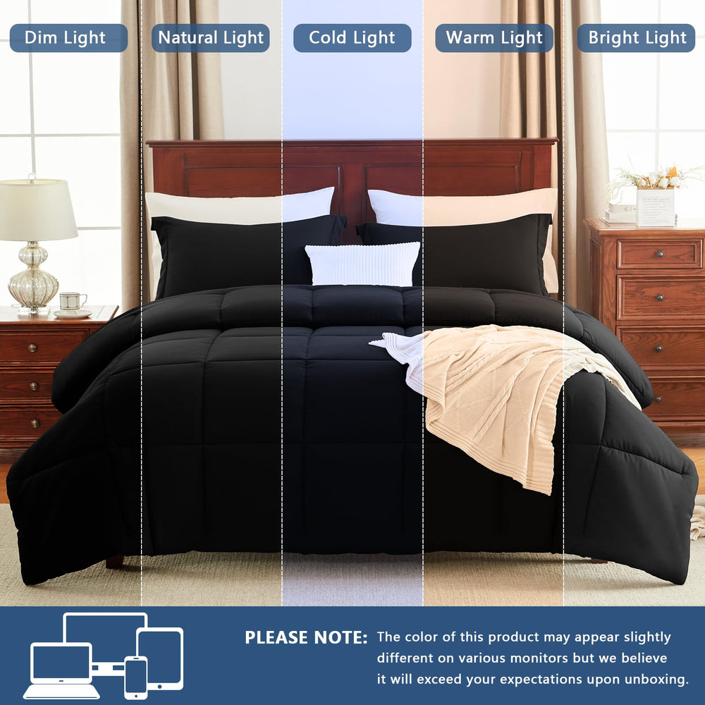 CozyLux combinación de negro con decoración que realza el dormitorio