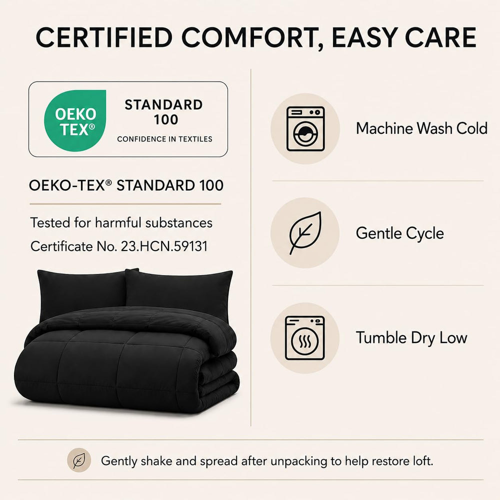 CozyLux etiqueta OEKO-TEX visible, seguridad para pieles sensibles