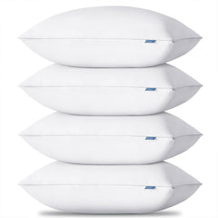 CozyLux vista frontal del pack de 4 almohadas blanco, comodidad inmediata