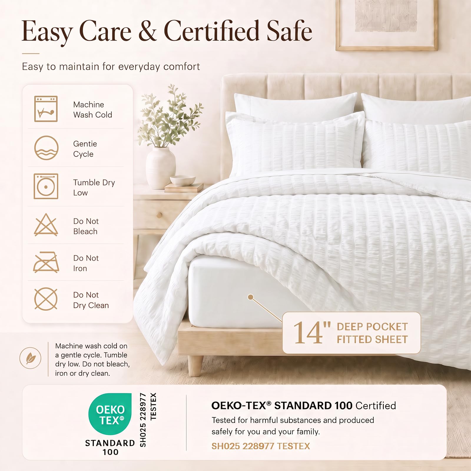 CozyLux sábana ajustable con bolsillo de 14 pulgadas, sujeción segura toda la noche