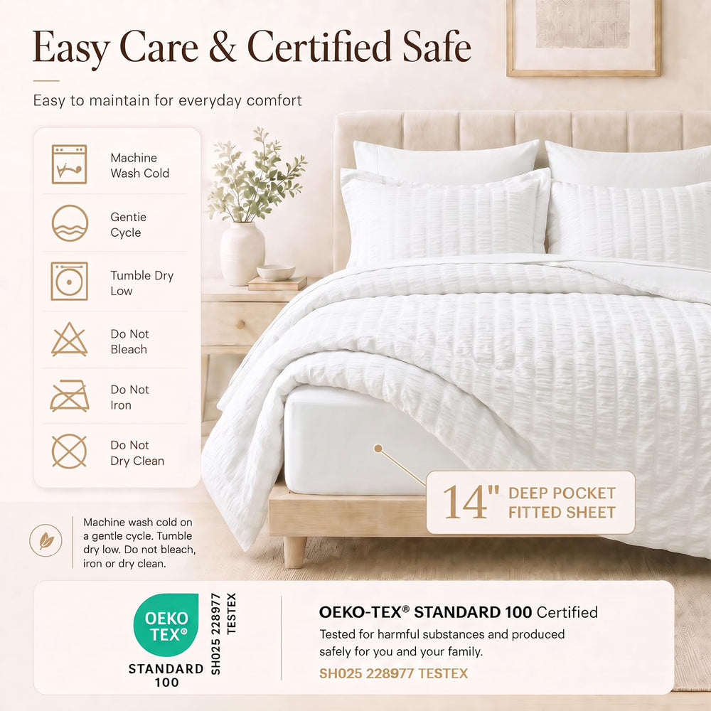 CozyLux sábana ajustable con bolsillo de 14 pulgadas, sujeción segura toda la noche