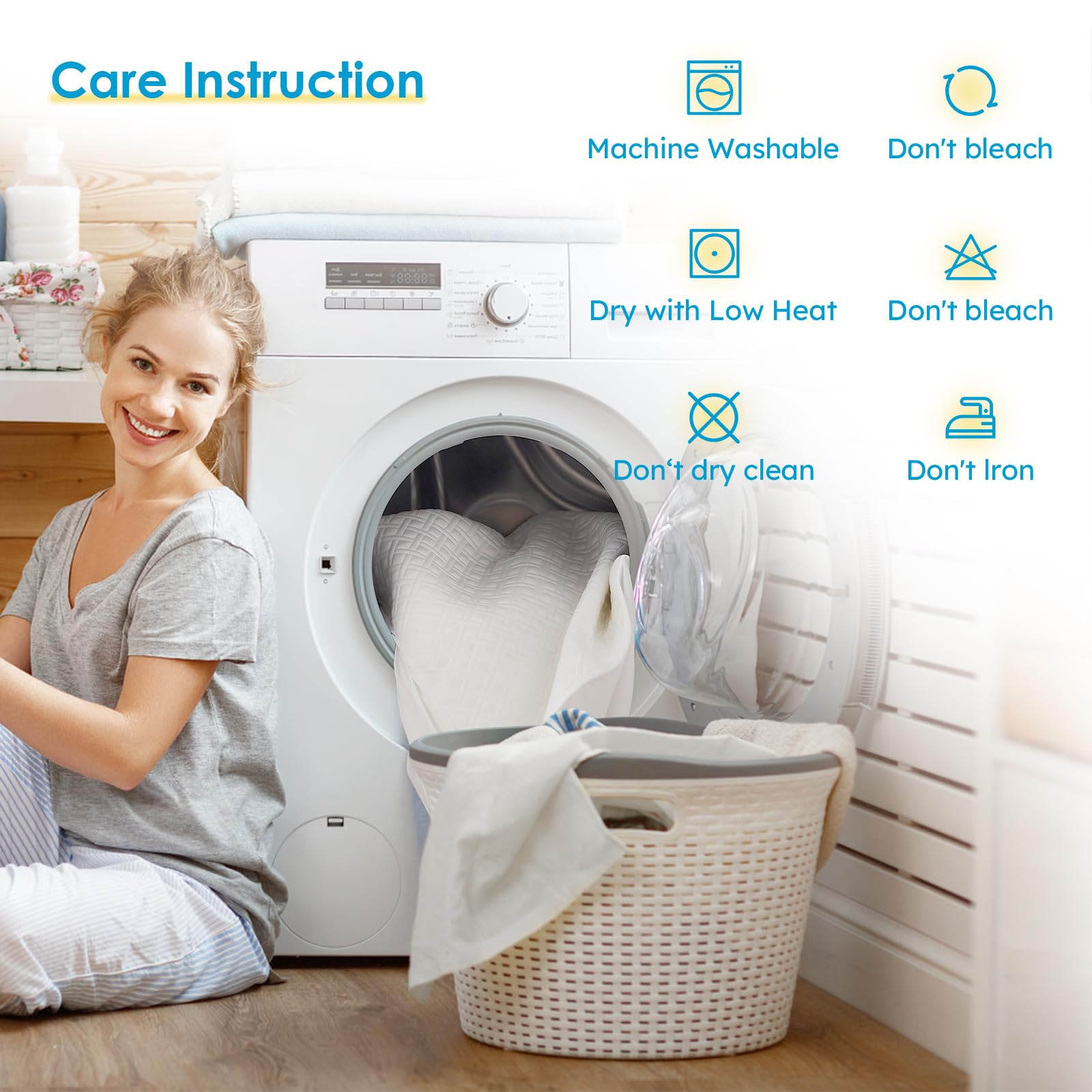 Cozymaker protector en cama Queen dentro de dormitorio, aspecto acogedor