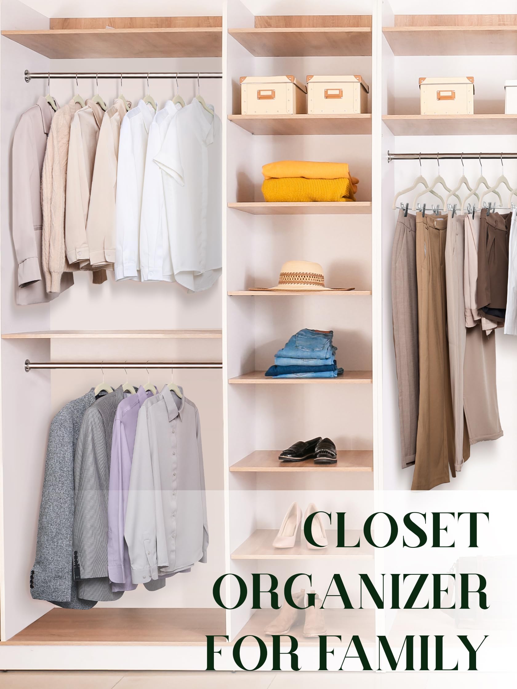 cozymood armario organizado con las perchas alineadas y prendas visibles ordenadas