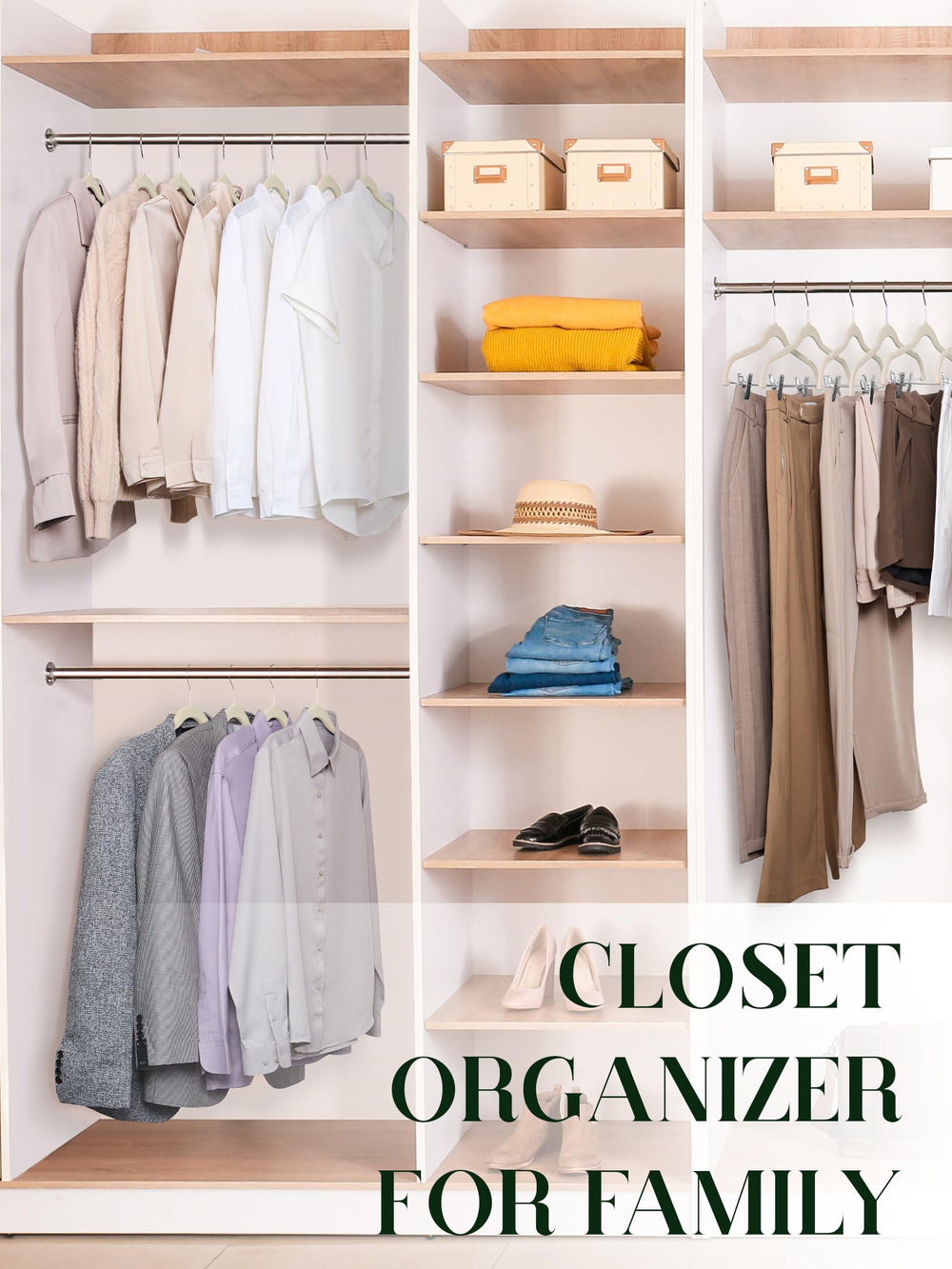 cozymood armario organizado con las perchas alineadas y prendas visibles ordenadas