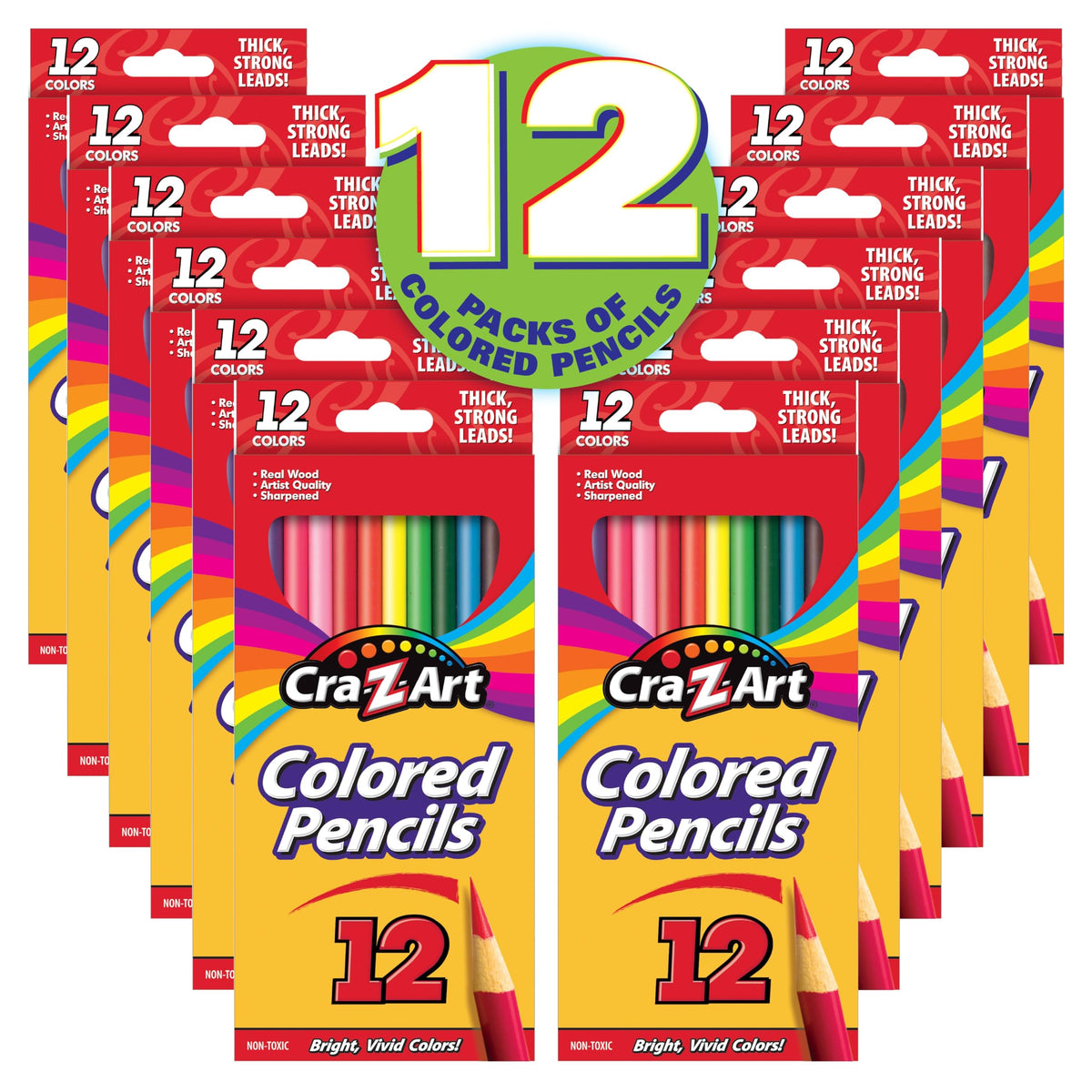 Cra-Z-Art frontal del paquete mostrando 12 cajas listo para uso escolar