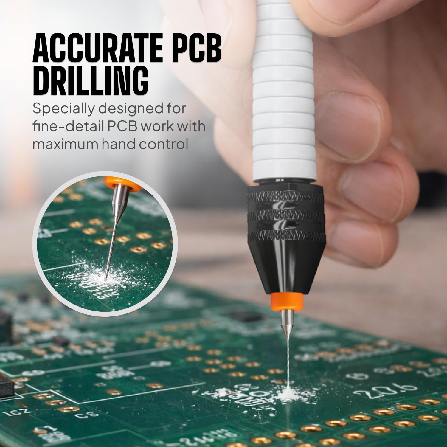Craft911 microbroca en placa PCB permitiendo agujeros exactos