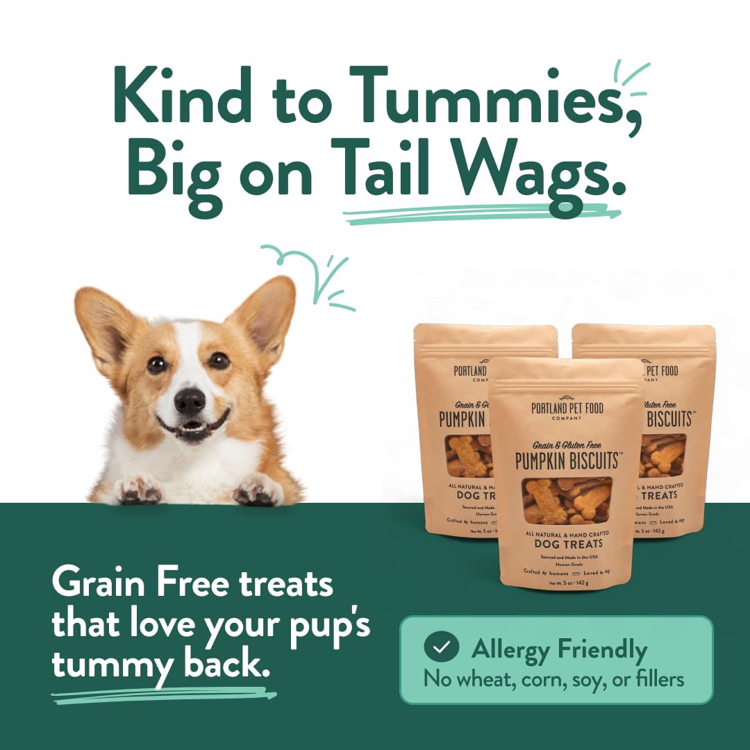 CRAFTED BY HUMANS LOVED BY DOGS biscuit next to a coin showing portion size and control