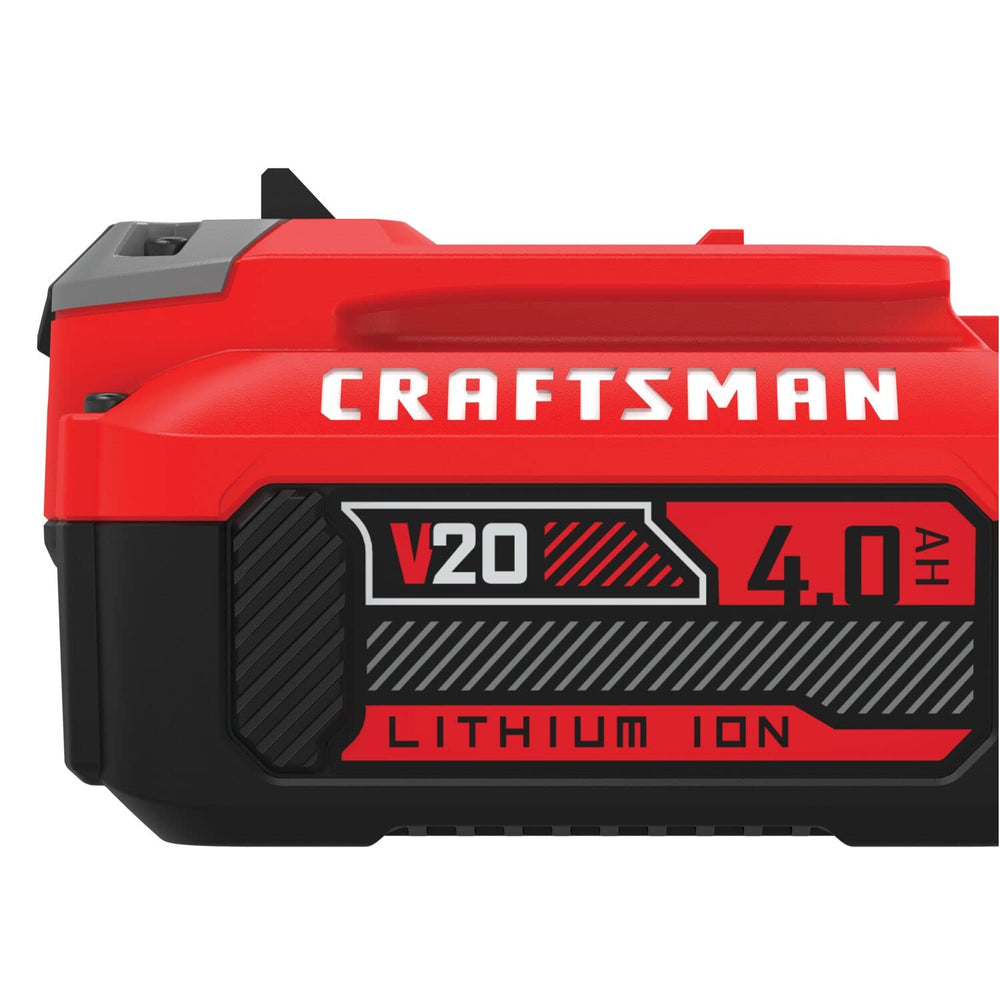 CRAFTSMAN batería junto a una regla para demostrar tamaño y escala portátil