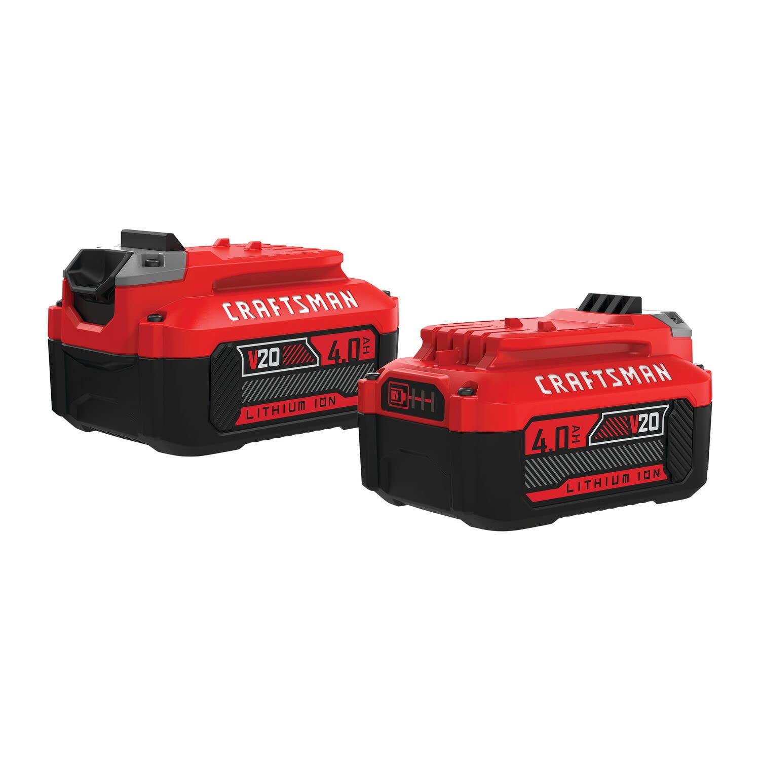 CRAFTSMAN pack frontal mostrando las dos baterías y ventaja de mayor autonomía