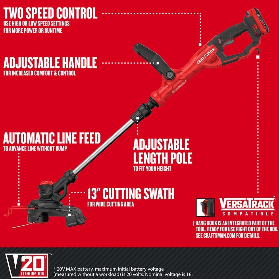 CRAFTSMAN close-up of automatic line spool for reliable bump-free feeding
