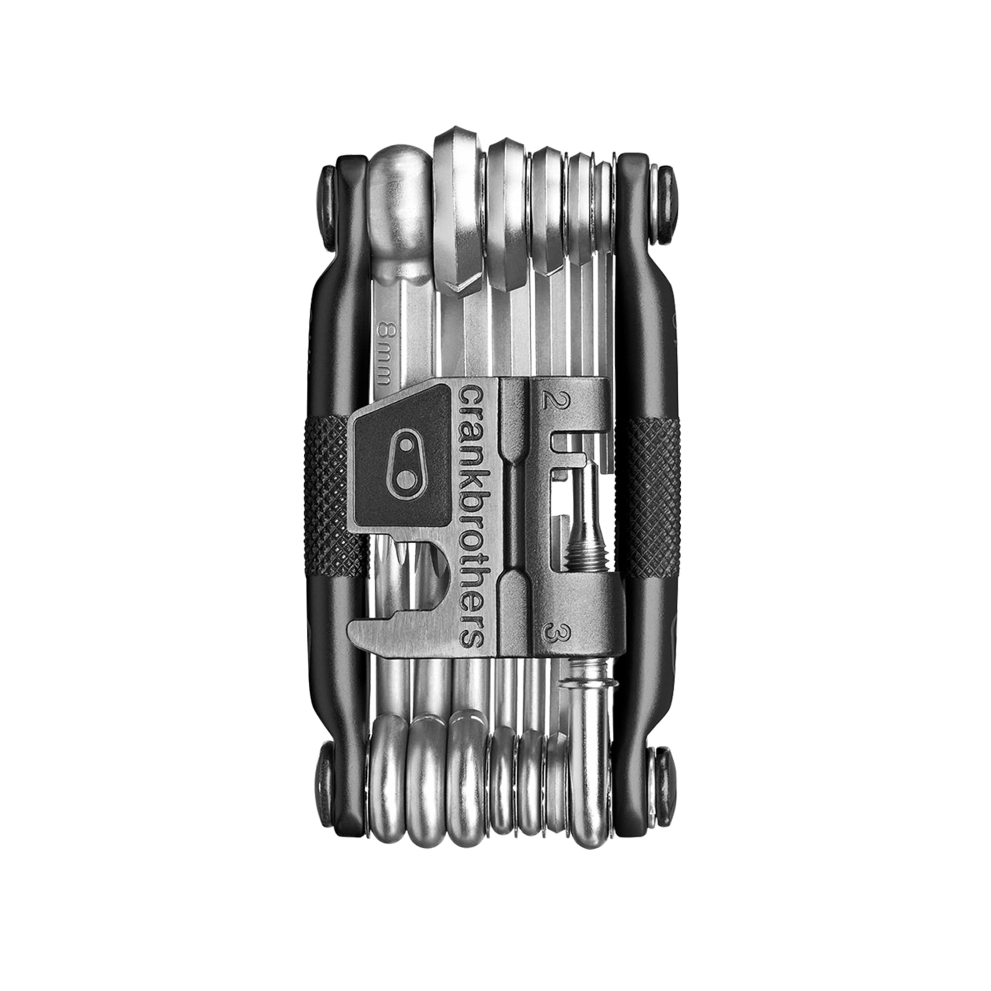 Crankbrothers vista frontal del multiherramientas, compacto y listo para ruta