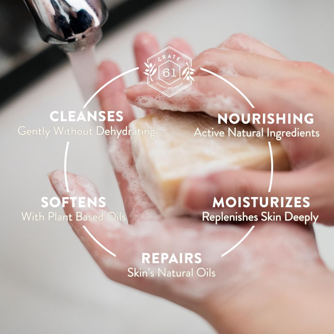 Crate 61 Organics bars styled in bathroom scene showing gift-worthy presentation benefit