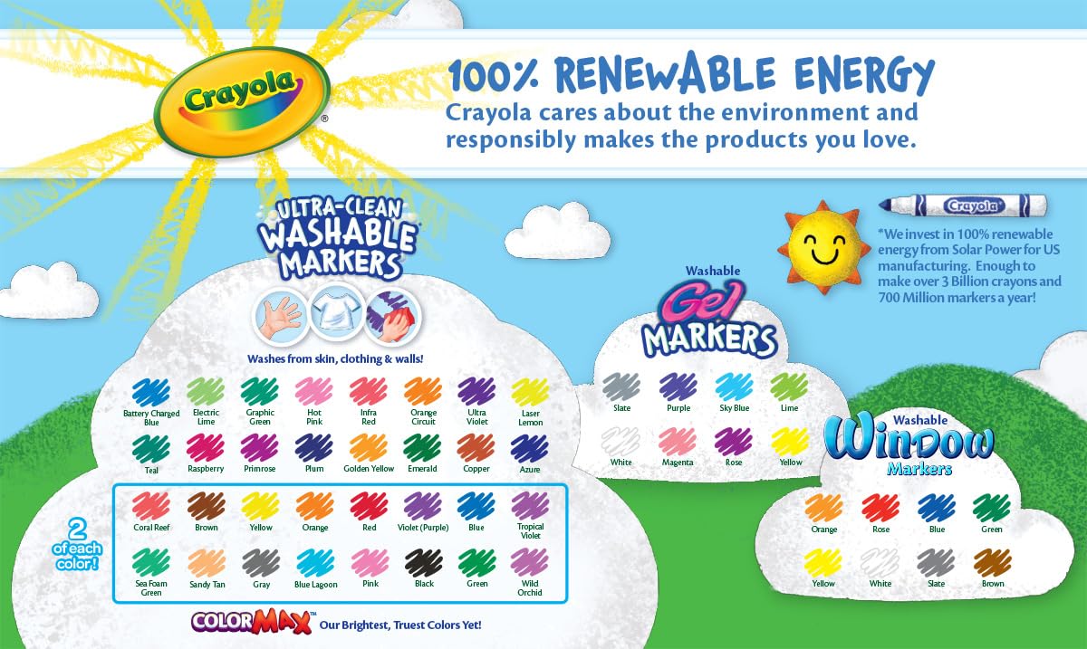 Crayola marcador junto a regla para comparación de tamaño y control