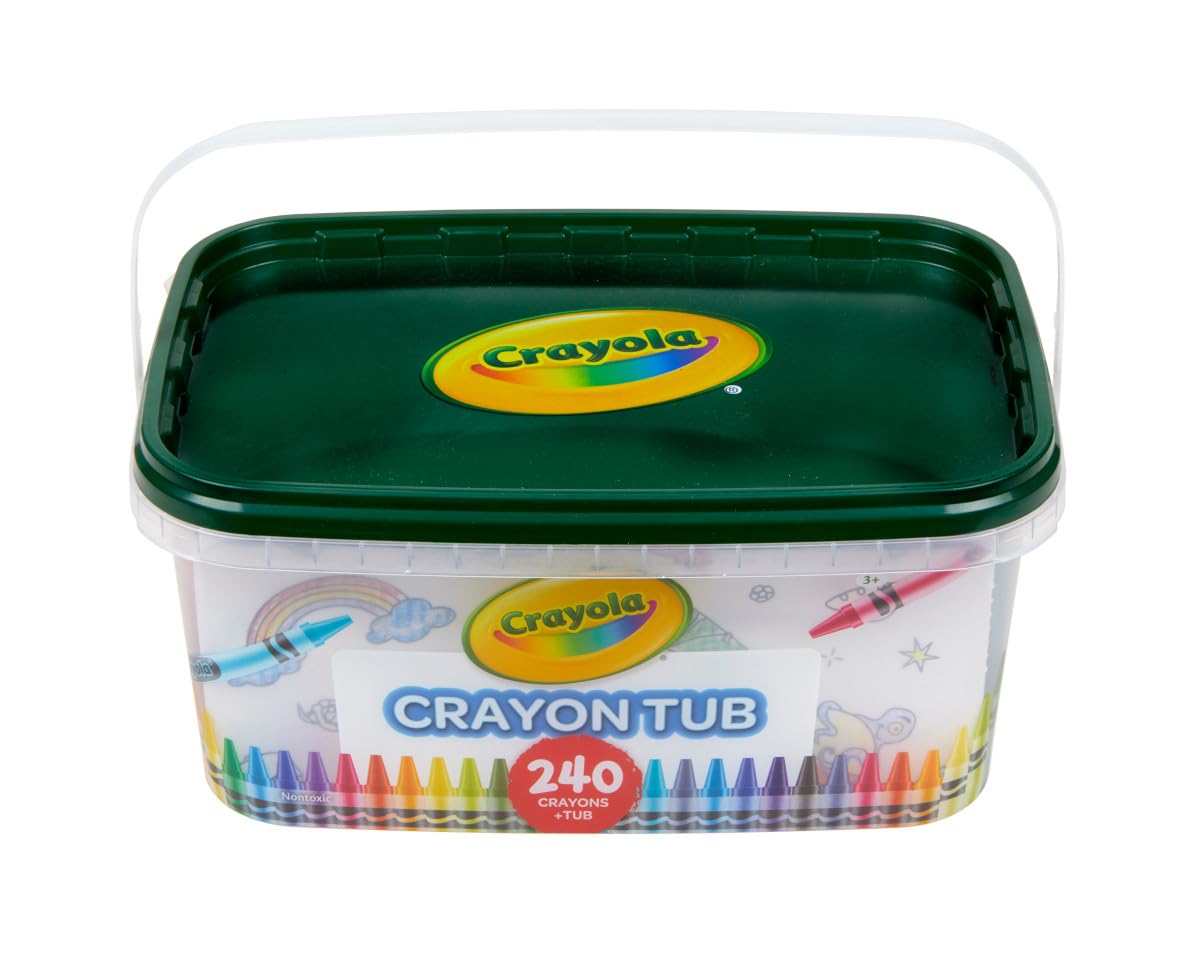 Crayola crayones colocados sobre una hoja mostrando gama de 120 colores para creatividad