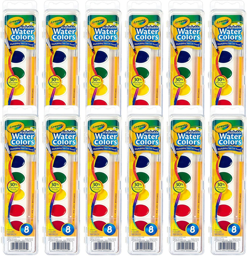 Crayola frontal del envase mostrando 12 sets y ahorro bulk