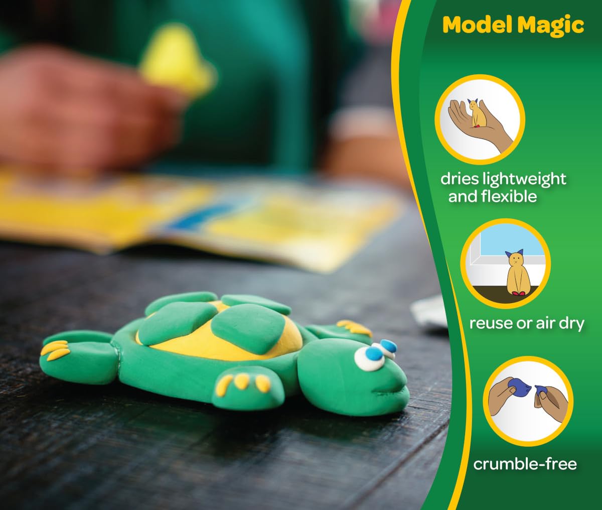 Crayola Model Magic next to ruler showing 8 oz size and portioning benefit
