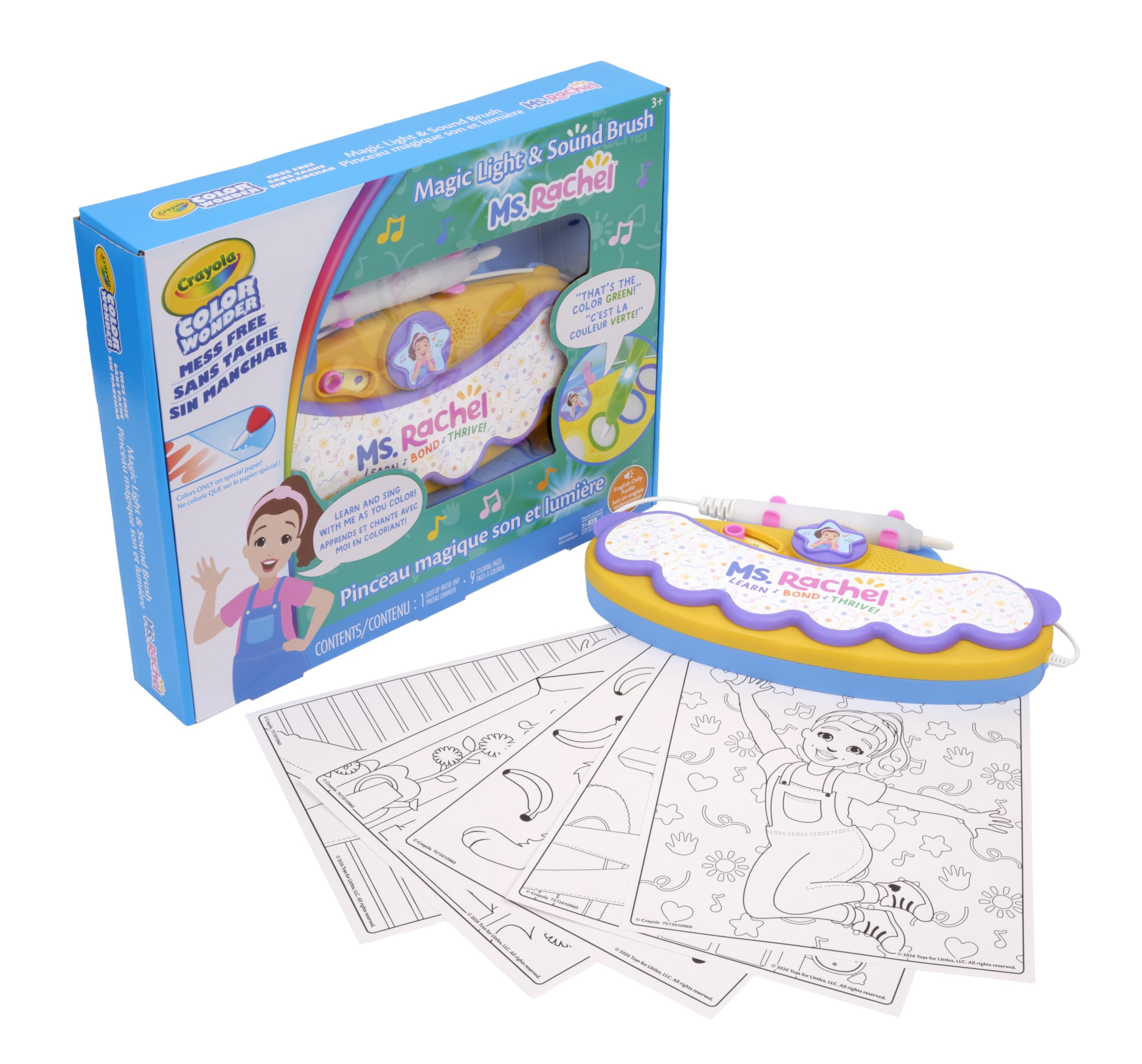 Crayola pincel luminoso frontal mostrando diseño y beneficio interacción segura