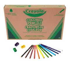Crayola interior del estuche mostrando secciones por color para ordenar