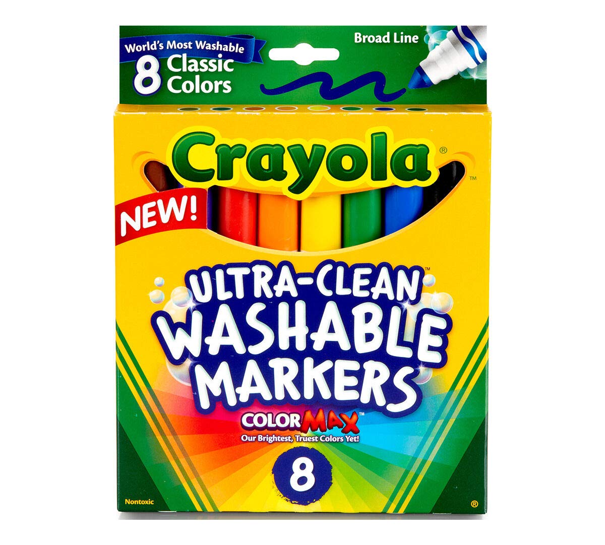 Crayola pack frontal con 8 colores mostrando variedad y facilidad de uso