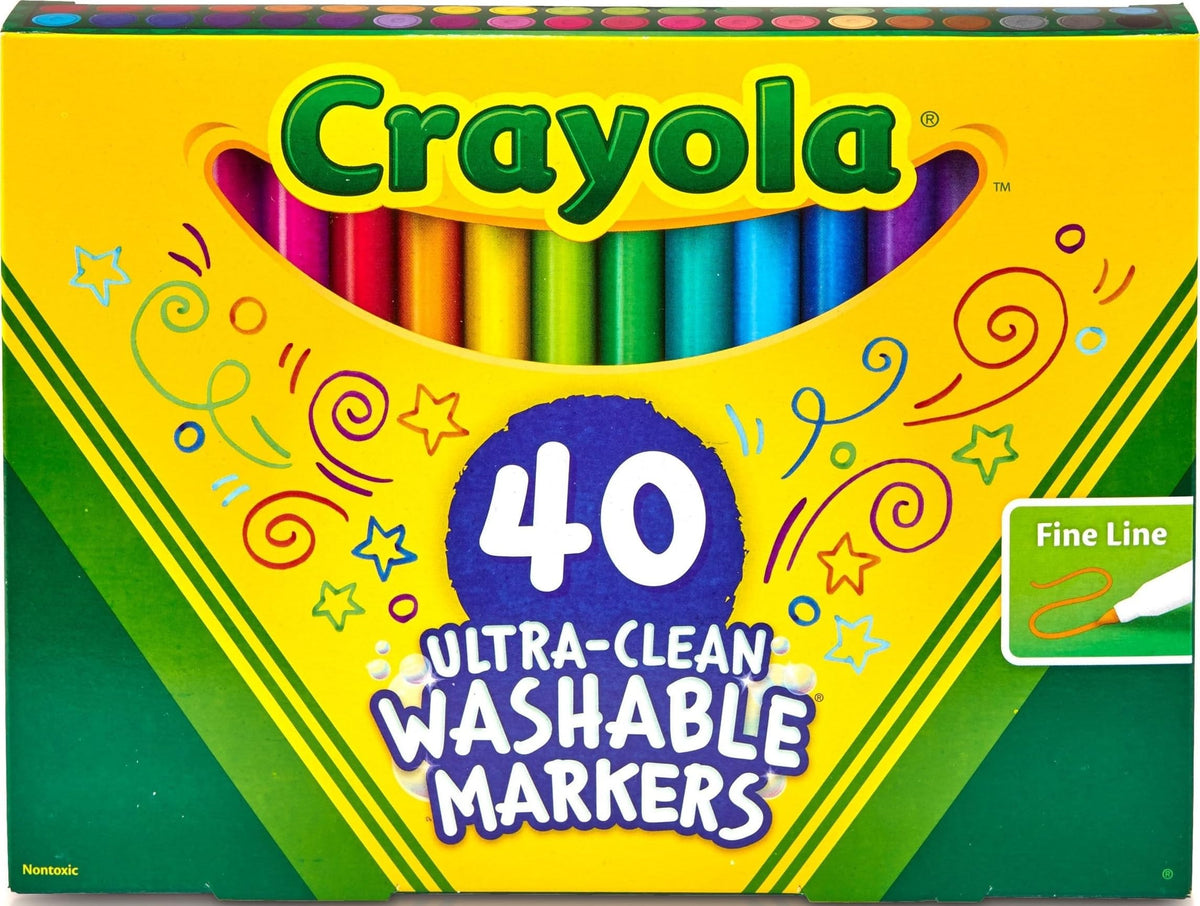 Crayola estuche frontal 40ct mostrando colores brillantes y organización